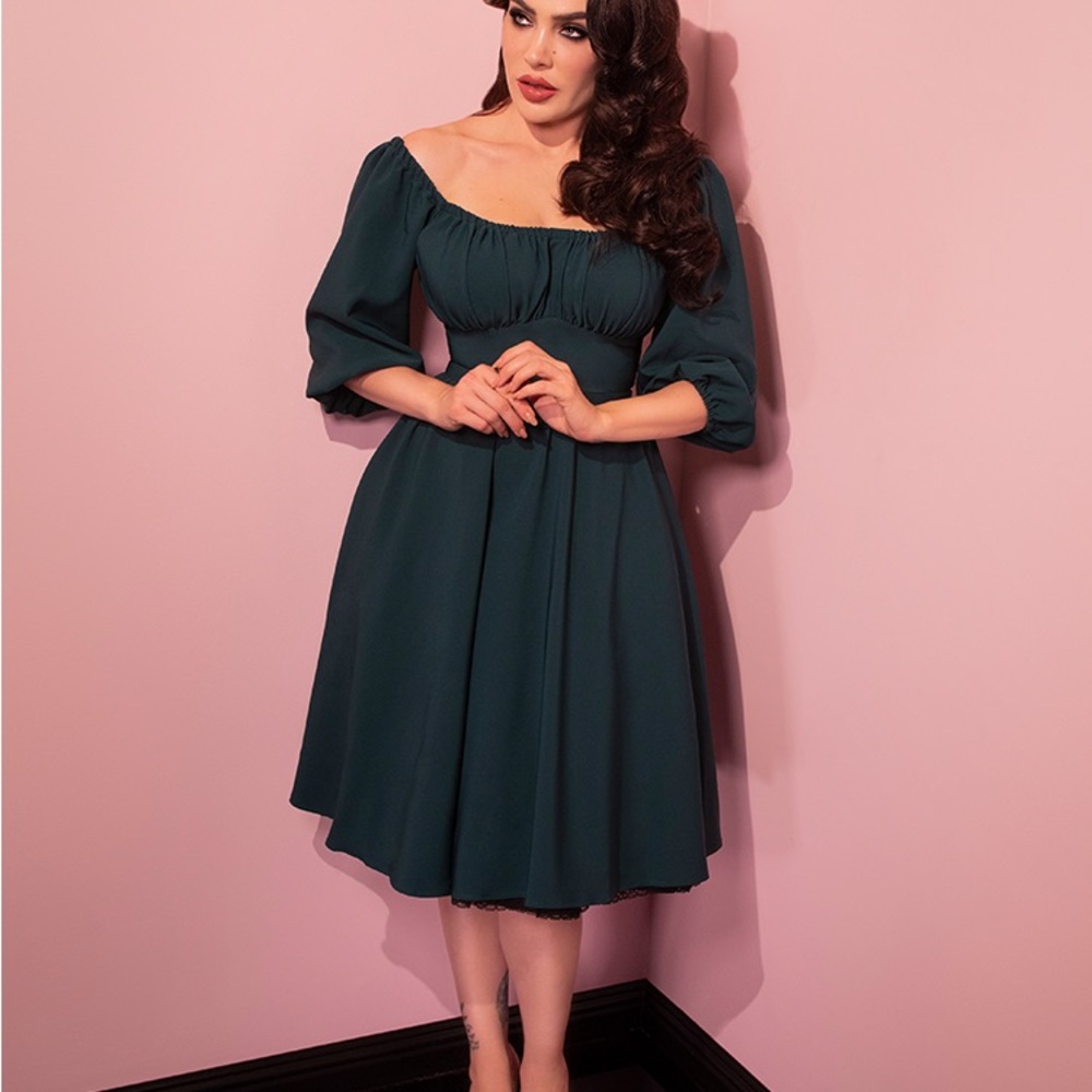 Vixen by Micheline Pitt Teal Midi Dress